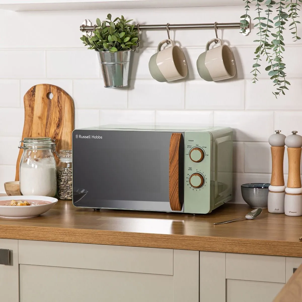 Russell Hobbs RHMM713MG-N microwave Green, Wood Solo microwave Countertop 17 L 700 W