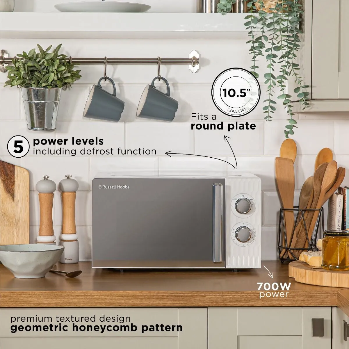 Russell Hobbs RHMM715 microwave White Solo microwave Countertop 17 L 700 W