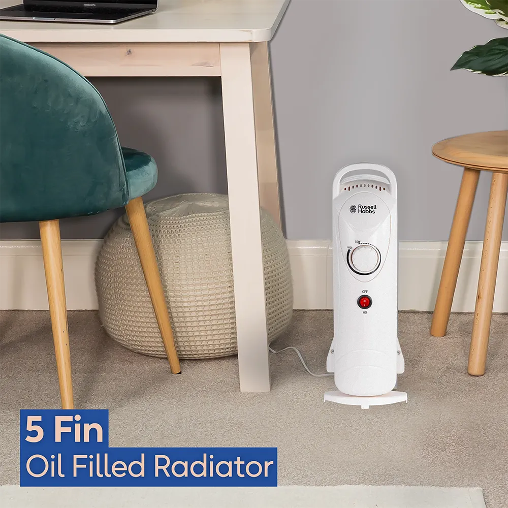 Russell Hobbs RHOFR3001W 5 Fin Oil Filled Radiator in White