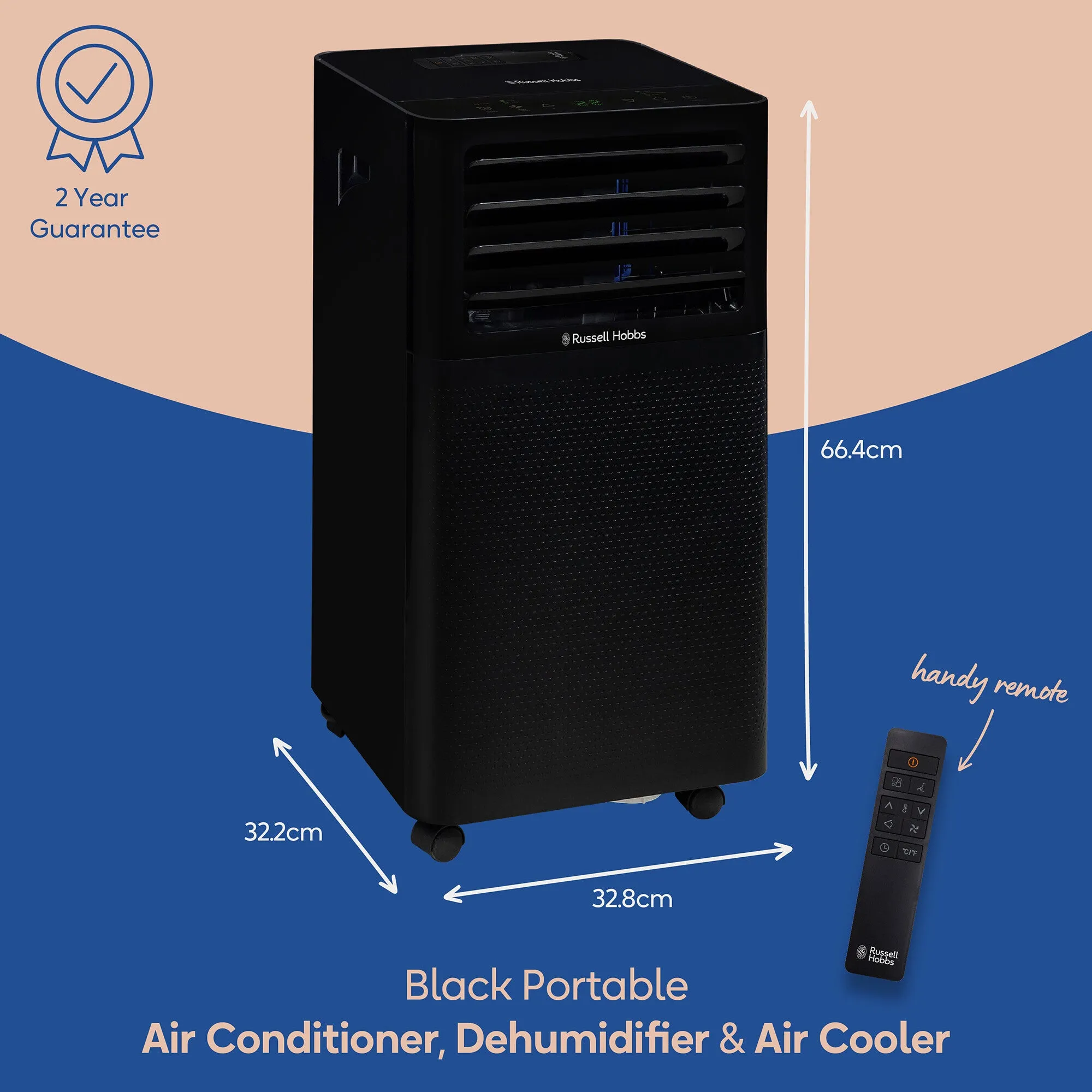 Russell Hobbs RHPAC3001 Portable Air Conditioner, Dehumidifier & Air Cooler - Black