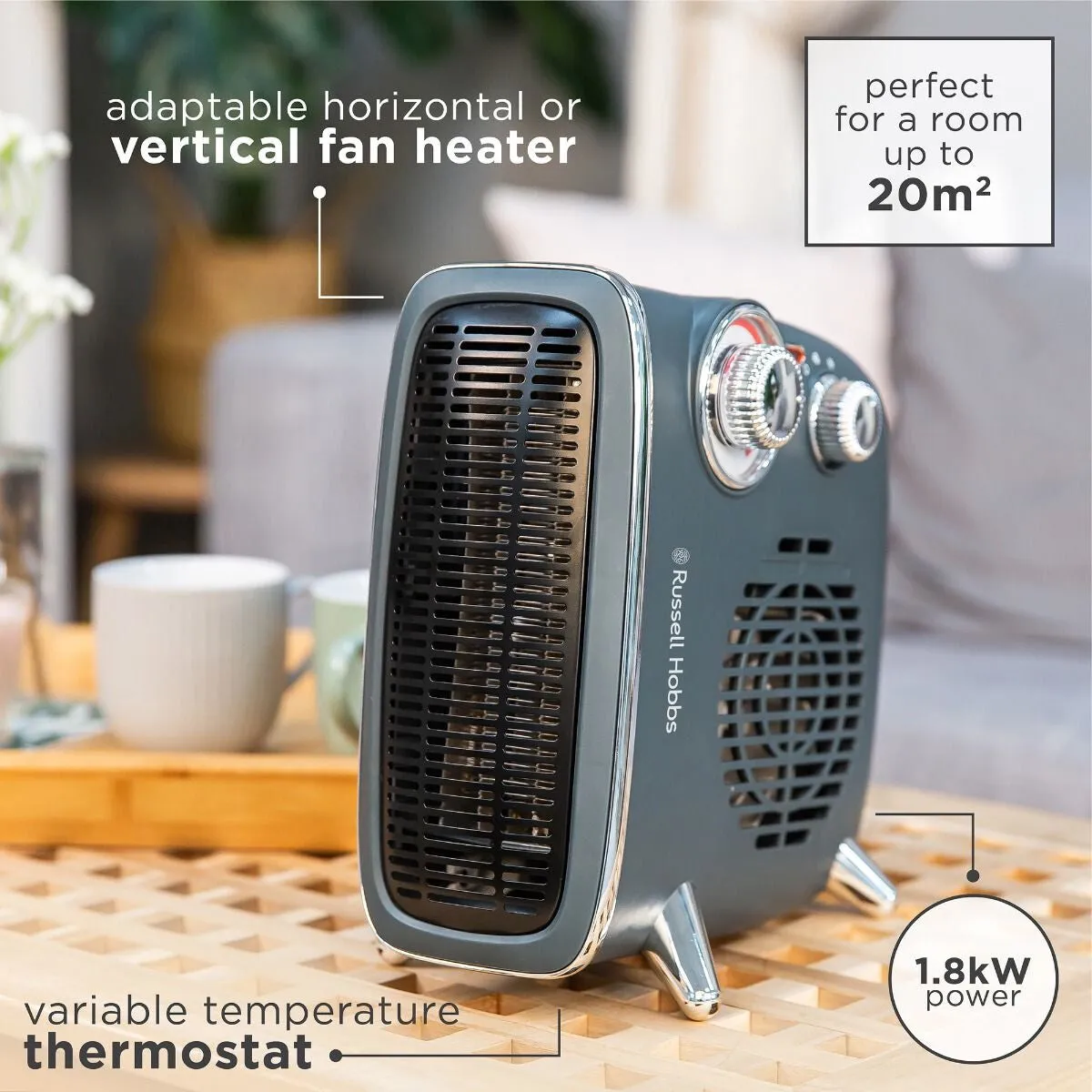 Russell Hobbs RHRETHFH1001G electric space heater Indoor Grey 1800 W Fan electric space heater