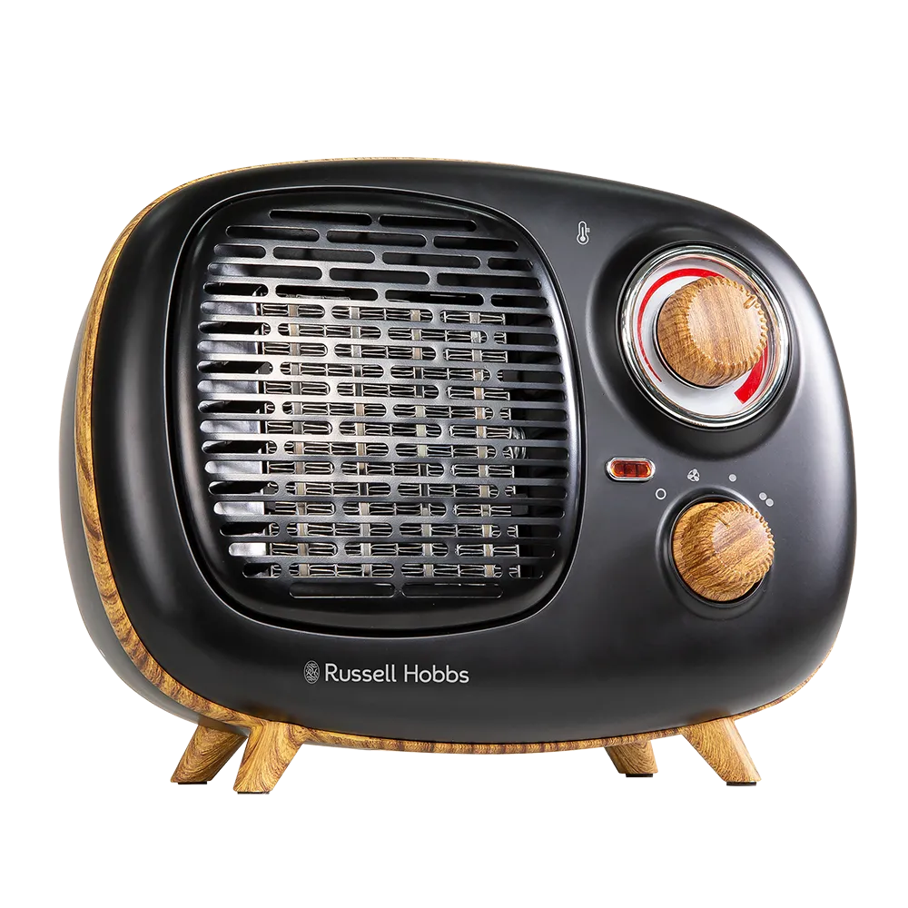 Russell Hobbs RHRETPTC2001WDB Scandi Retro Ceramic Heater -  Black & Wood