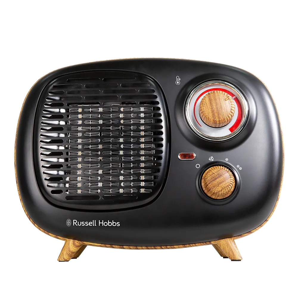 Russell Hobbs RHRETPTC2001WDB Scandi Retro Ceramic Heater -  Black & Wood