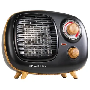 Russell Hobbs RHRETPTC2001WDB Scandi Retro Ceramic Heater -  Black & Wood