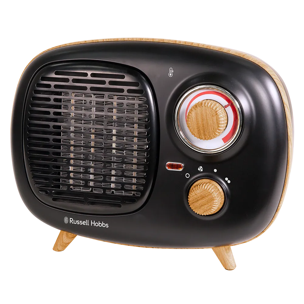 Russell Hobbs RHRETPTC2001WDB Scandi Retro Ceramic Heater -  Black & Wood