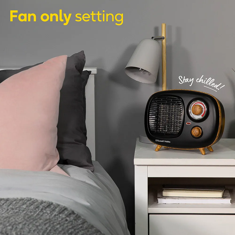 Russell Hobbs RHRETPTC2001WDB Scandi Retro Ceramic Heater -  Black & Wood