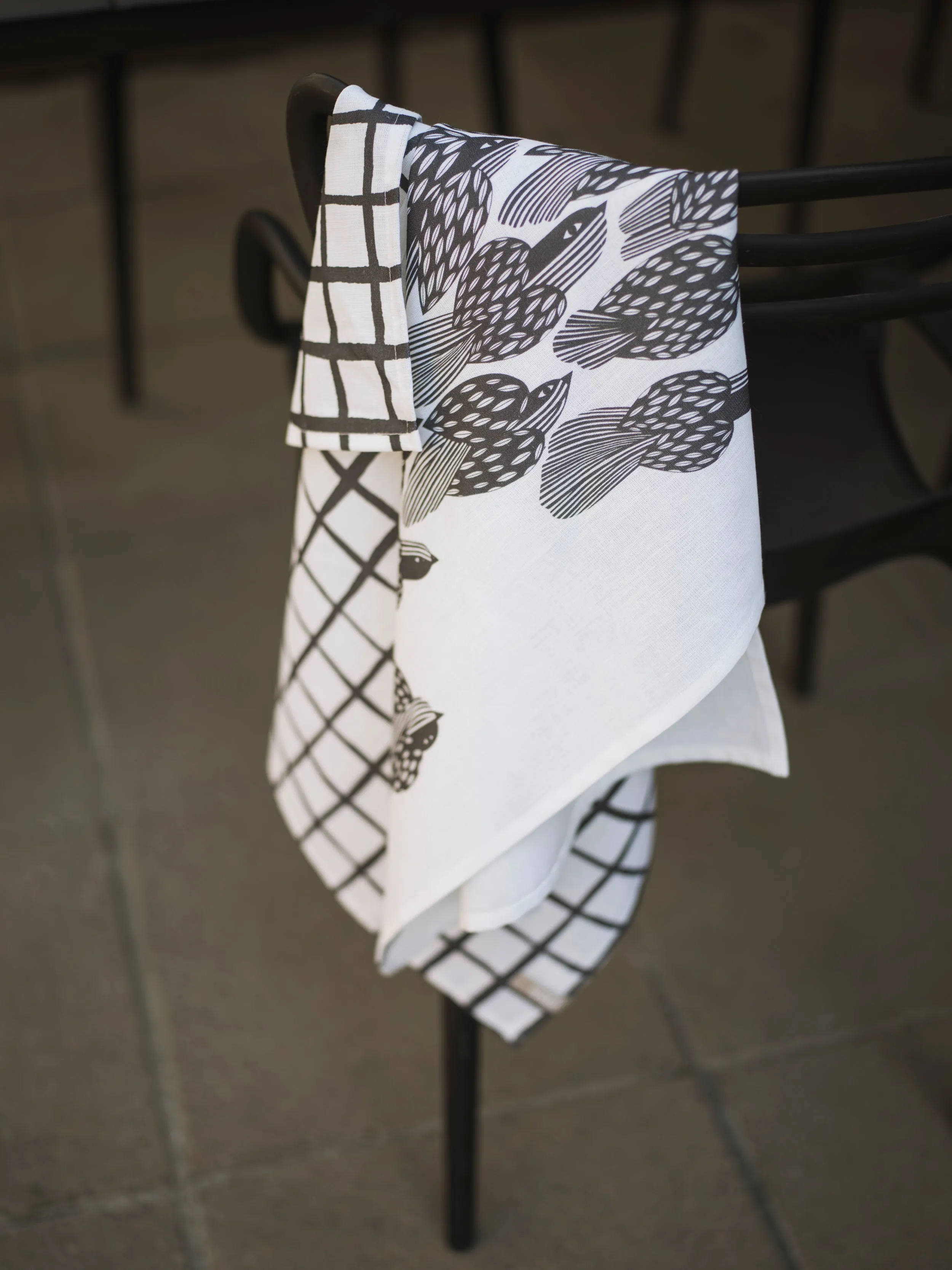 Spira Birds Kitchen Towelm, Asphalt