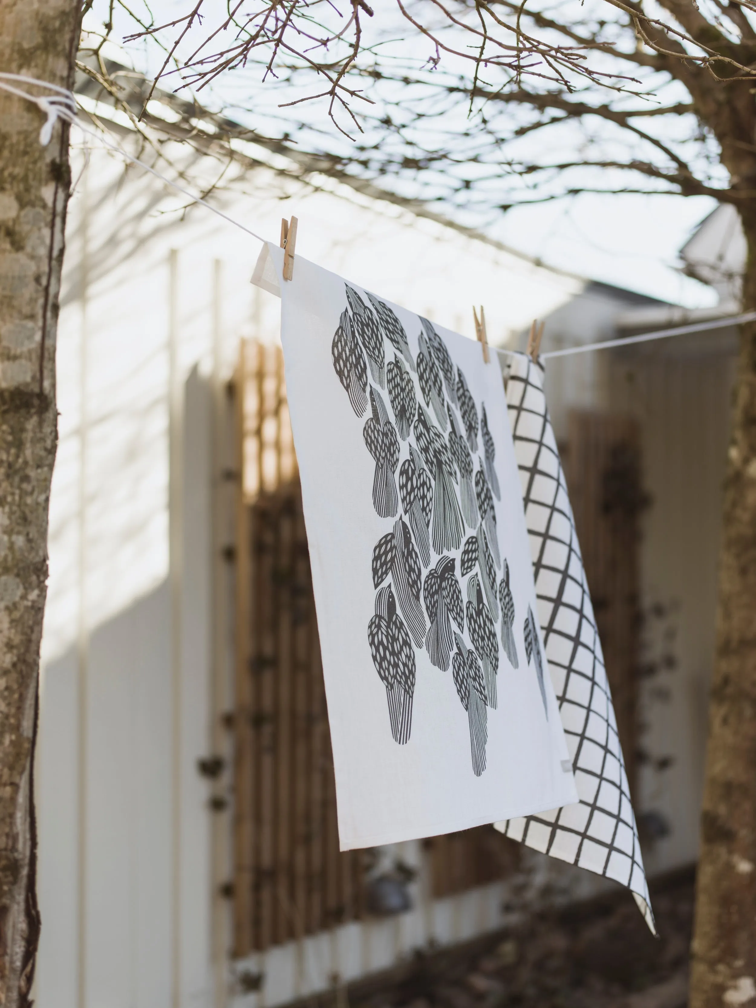 Spira Birds Kitchen Towelm, Asphalt