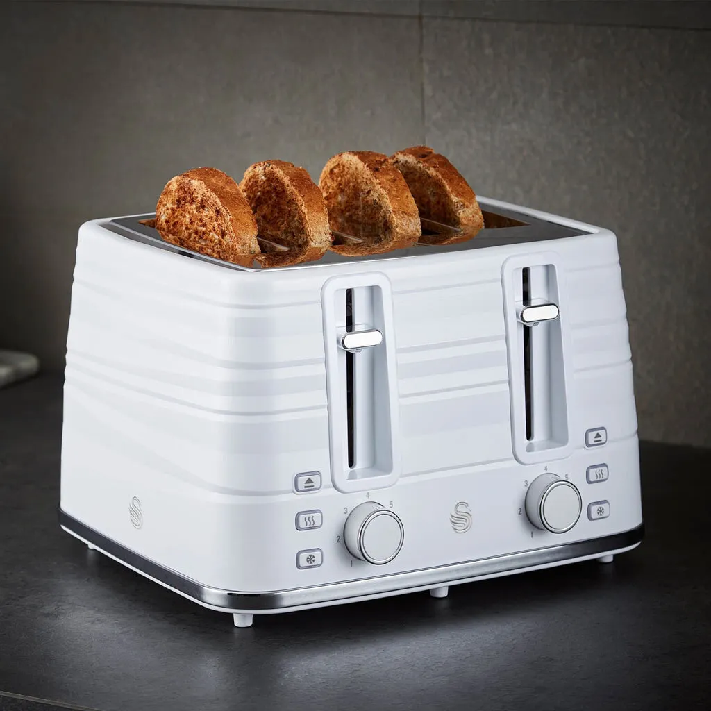 Swan 4 Slice White Toaster