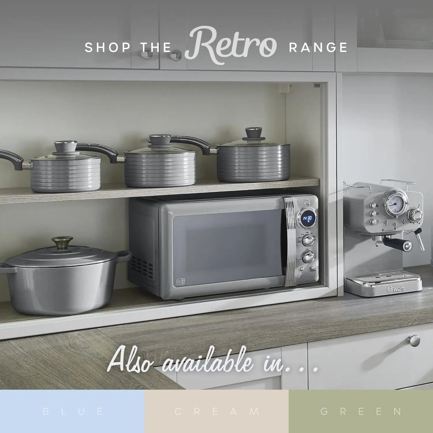 Swan Retro Double 8 L Stand-alone 1700 W Hot air fryer Grey