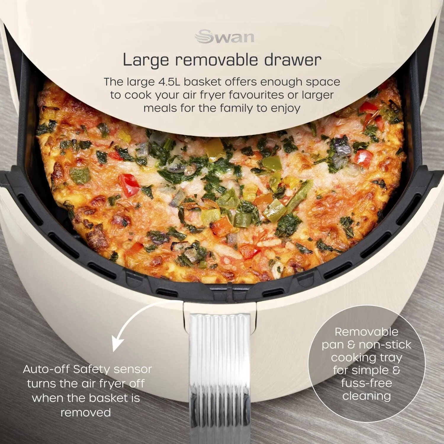 Swan Retro Single 4.5 L Stand-alone Hot air fryer Cream