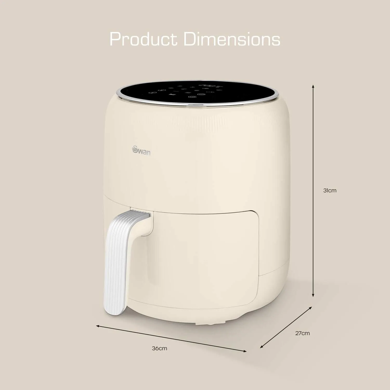 Swan Retro Single 4.5 L Stand-alone Hot air fryer Cream
