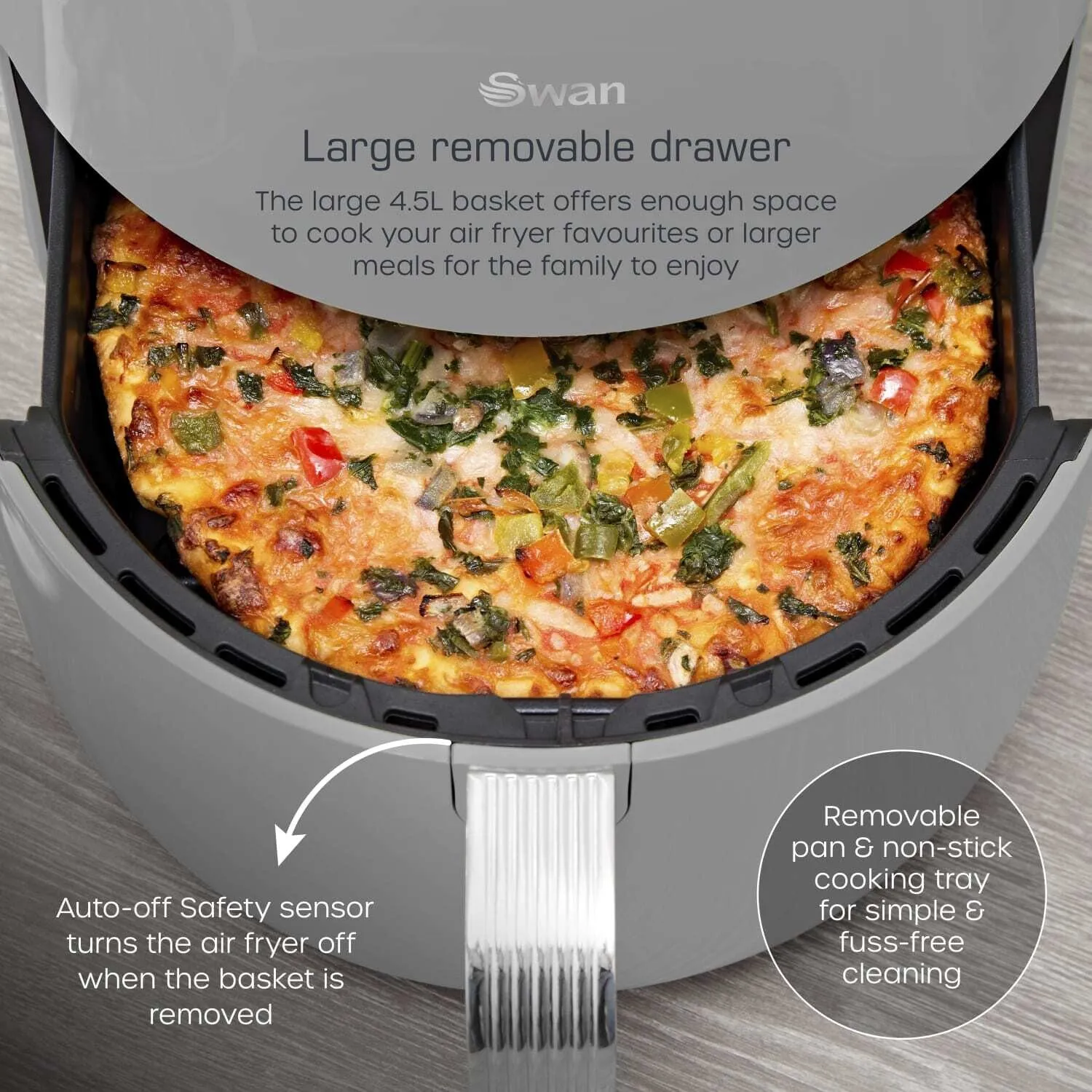 Swan Retro Single 4.5 L Stand-alone Hot air fryer Grey