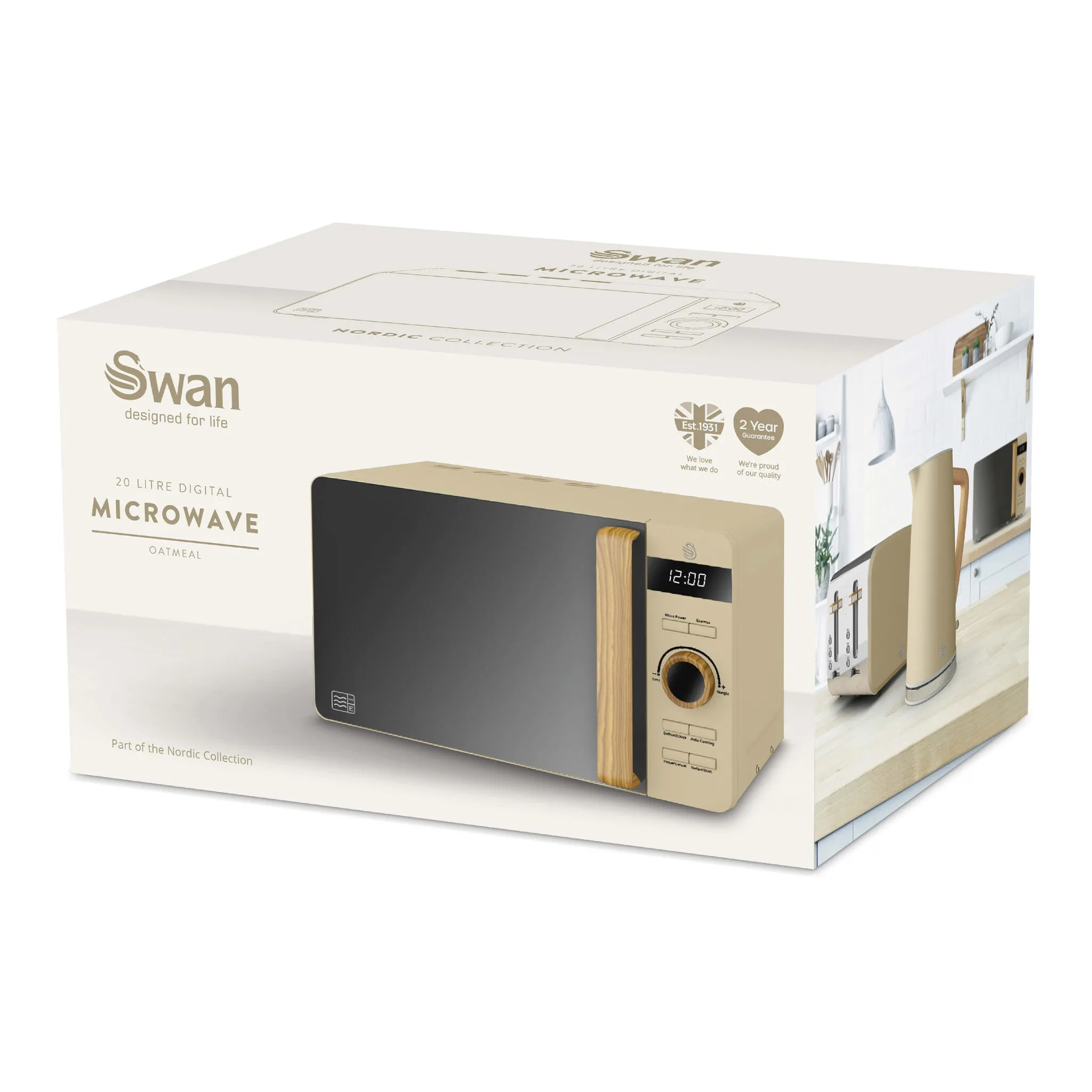 Swan SM22036LOAT microwave Oat Solo microwave Countertop 20 L 800 W