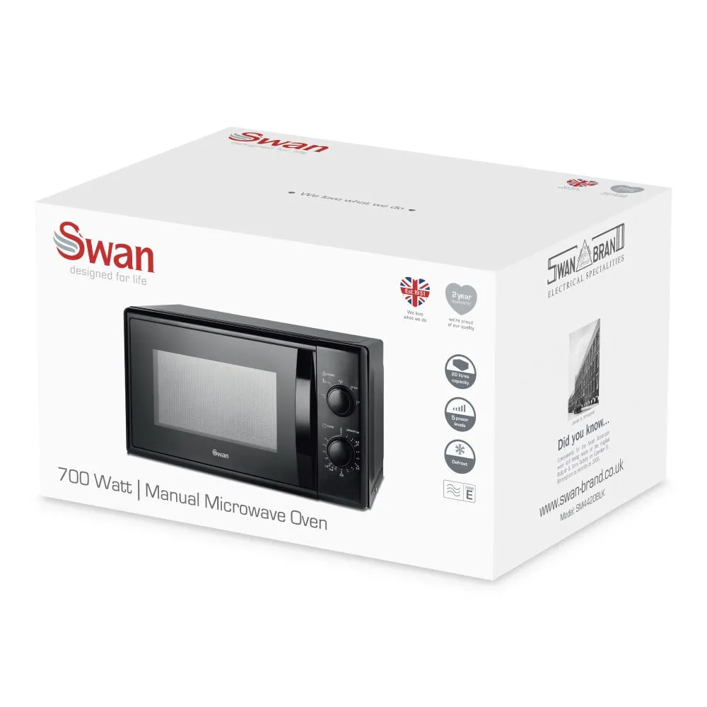 Swan SM4420BLK microwave Black Solo microwave Countertop 20 L 700 W
