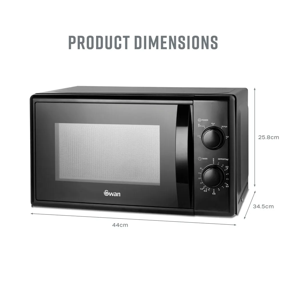 Swan SM4420BLK microwave Black Solo microwave Countertop 20 L 700 W