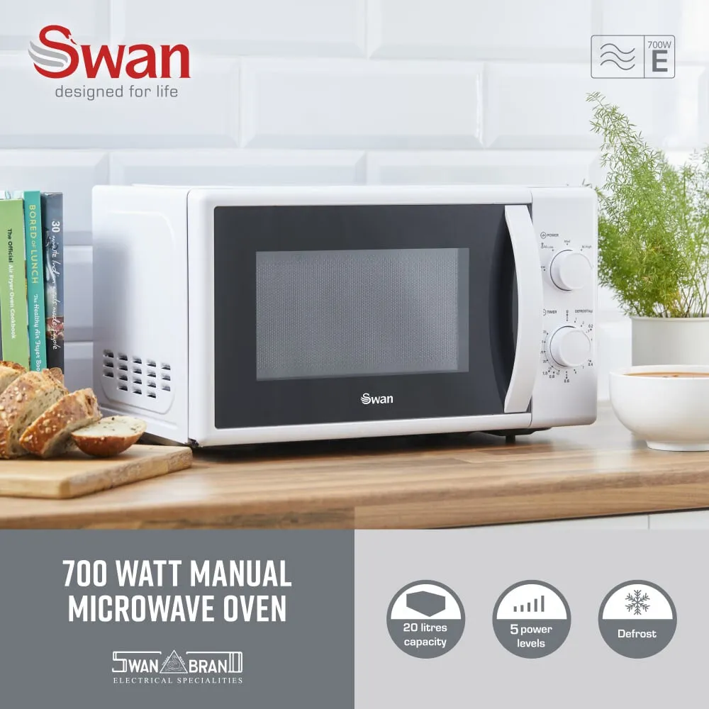 Swan SM4420WHT microwave White Solo microwave Countertop 20 L 700 W