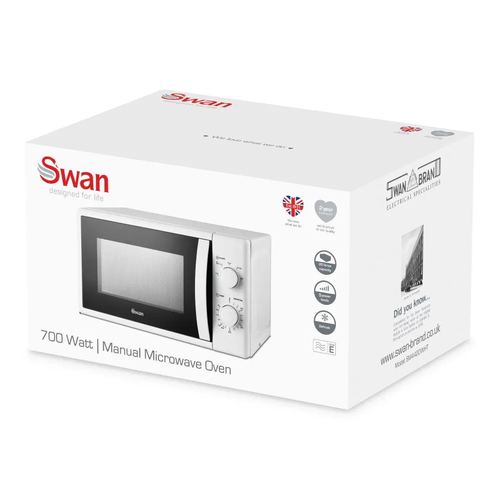 Swan SM4420WHT microwave White Solo microwave Countertop 20 L 700 W
