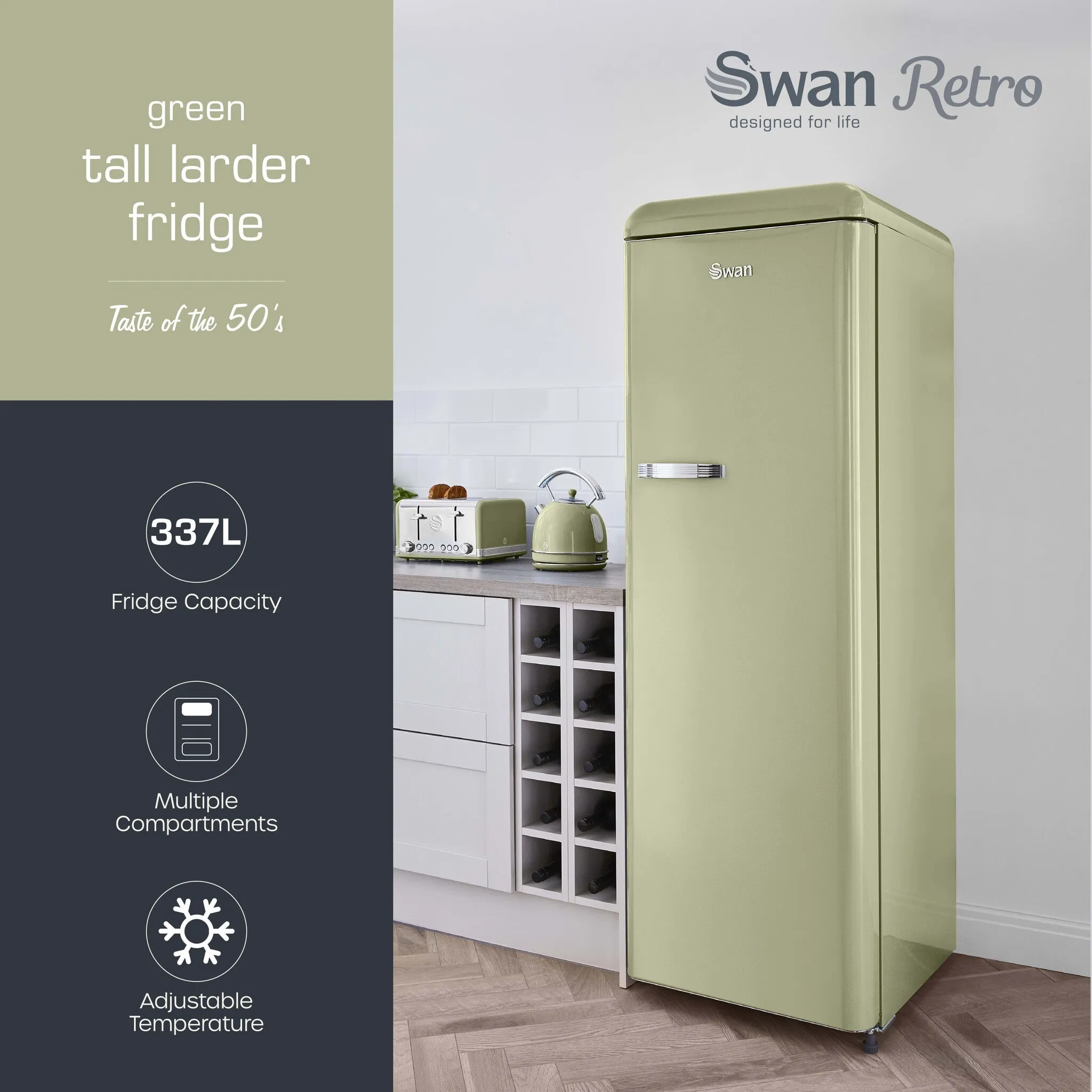 Swan SR11050GNE fridge Freestanding 337 L E Green