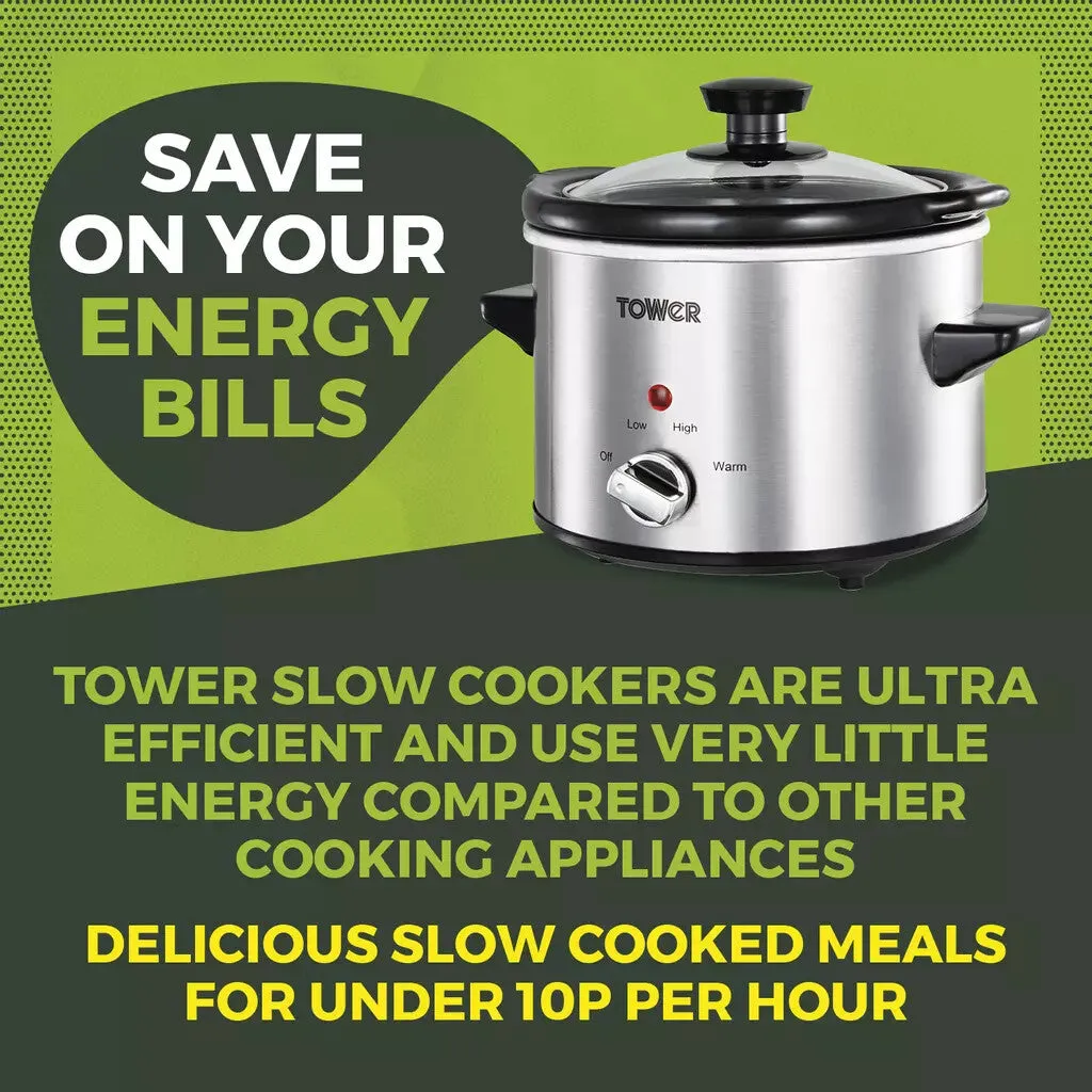 Tower 1.5 Litre Stainless Steel Slow Cooker