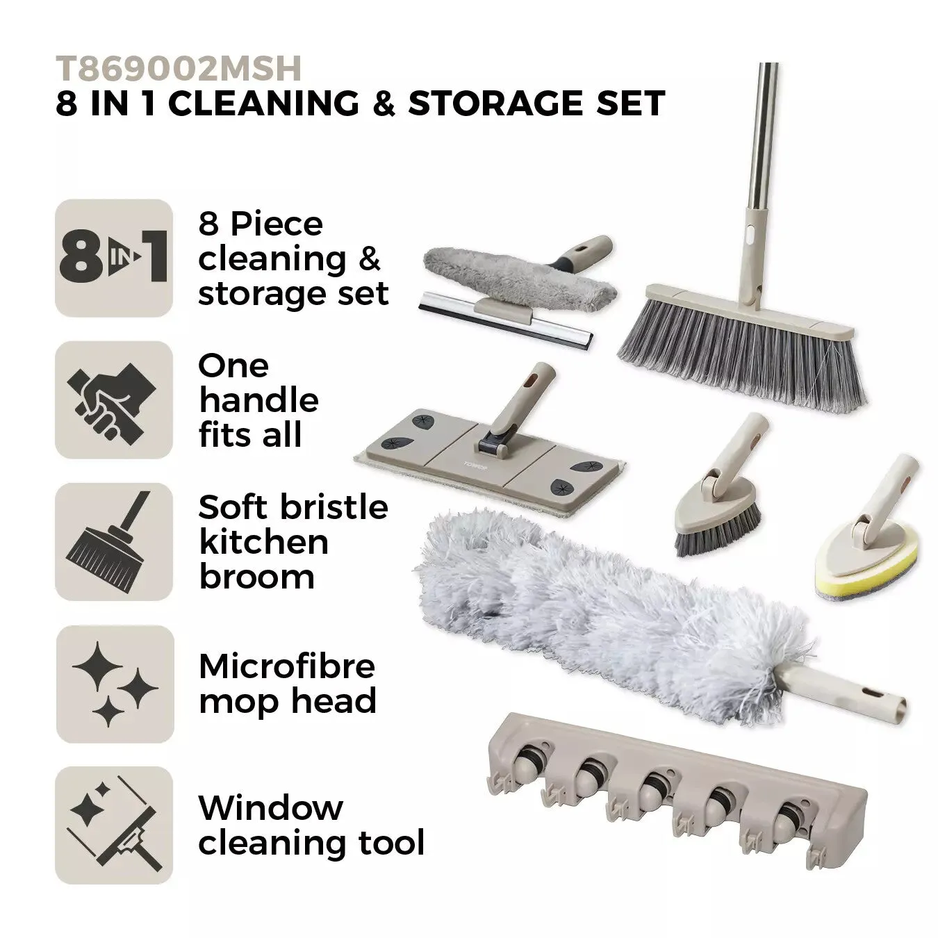 Tower 8 Piece Clean & Storage Set - Latte
