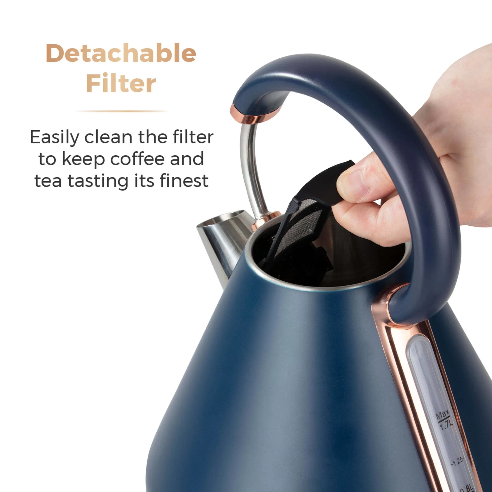 Tower Cavaletto 3KW 1.7 Litre Pyramid Kettle Midnight Blue
