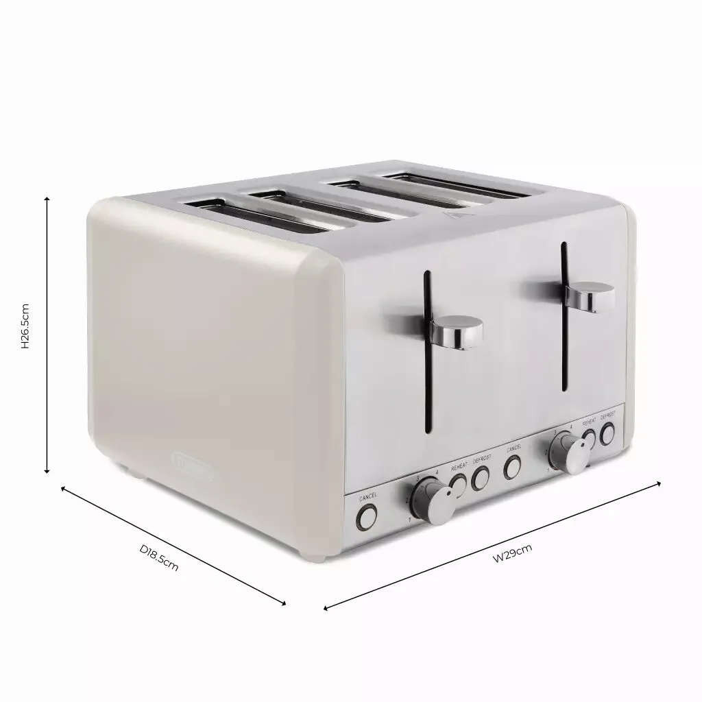Tower Cavaletto 4 Slice Stainless Steel Toaster Latte