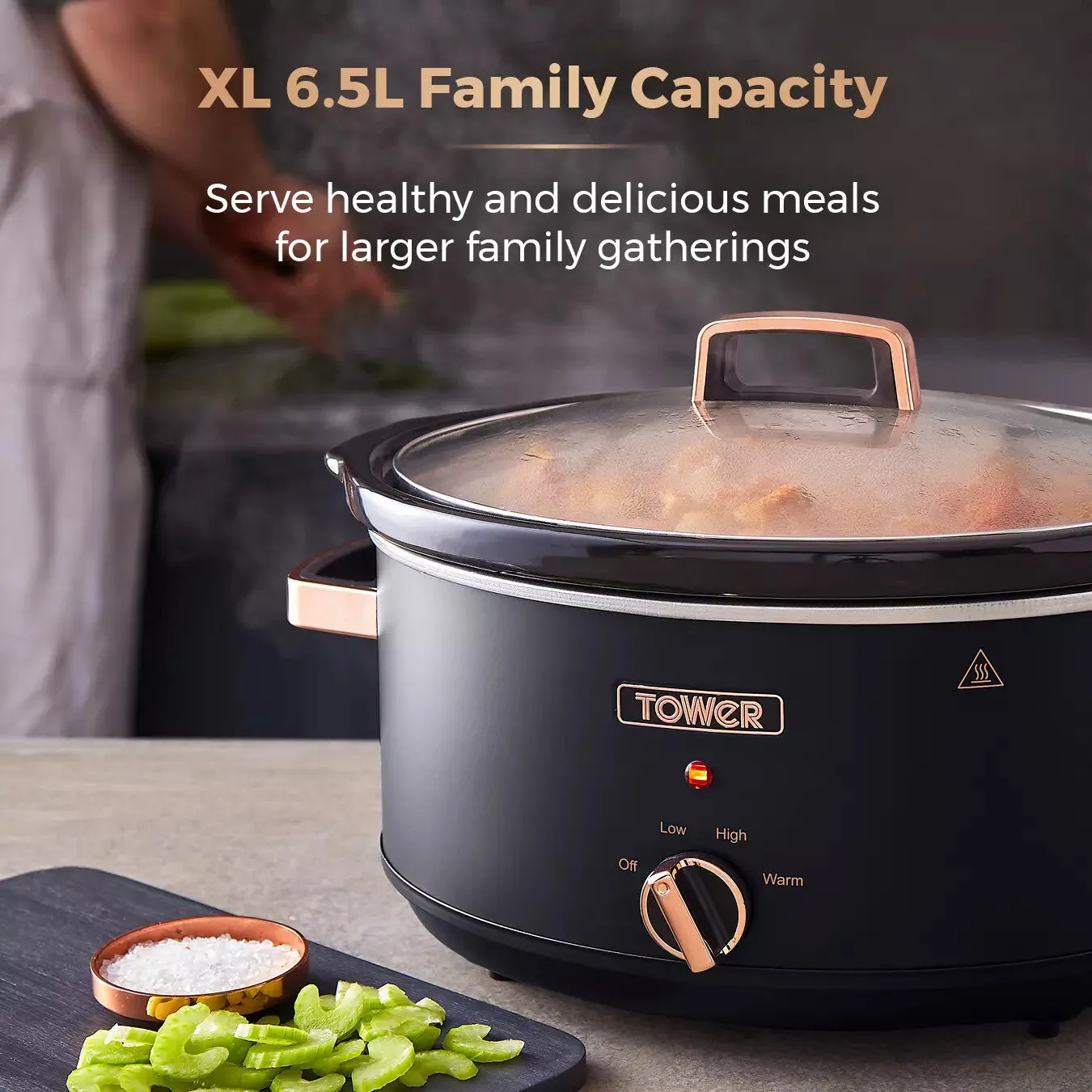 Tower Cavaletto 6.5 Litre Slow Cooker Black