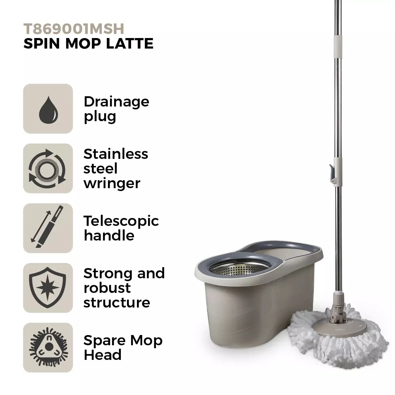 Tower Classic Spin Mop - Latte