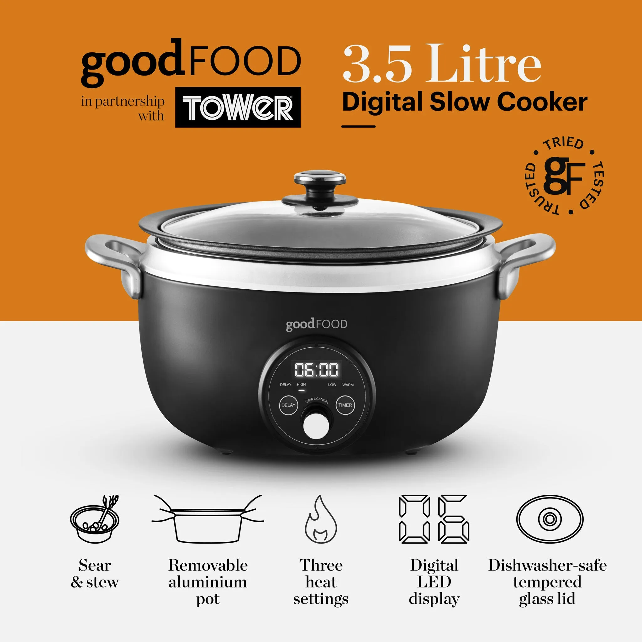 Tower GF16010 slow cooker 3.5 L 170 W Black