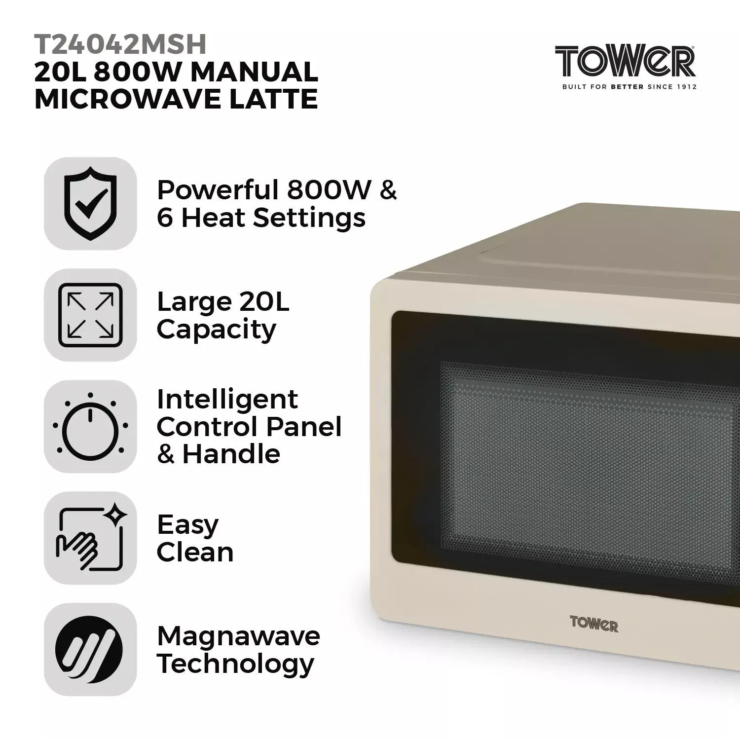Tower Manual Microwave 20L - Latte