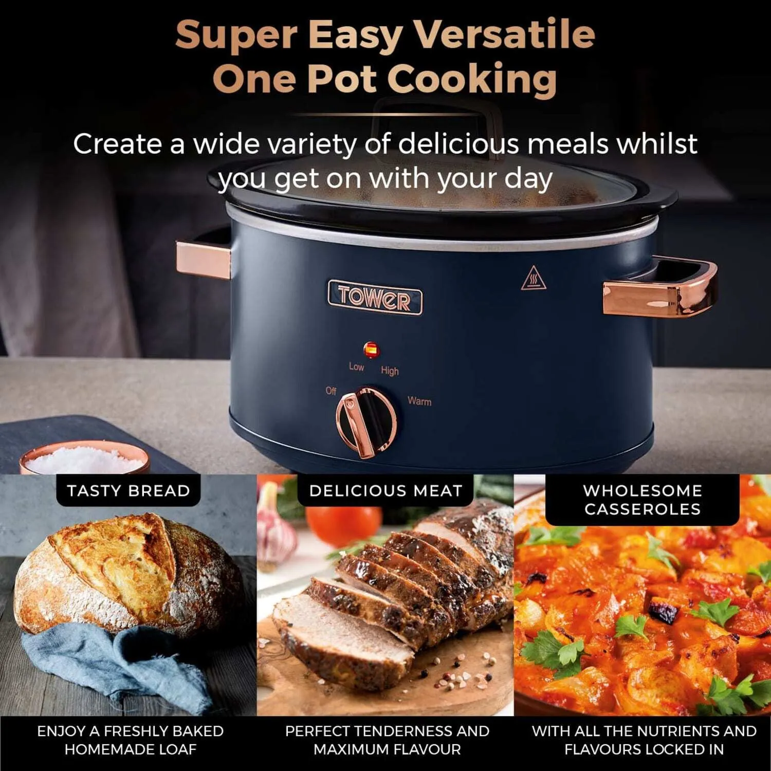 Tower T16042MNB slow cooker 3.5 L 210 W Blue