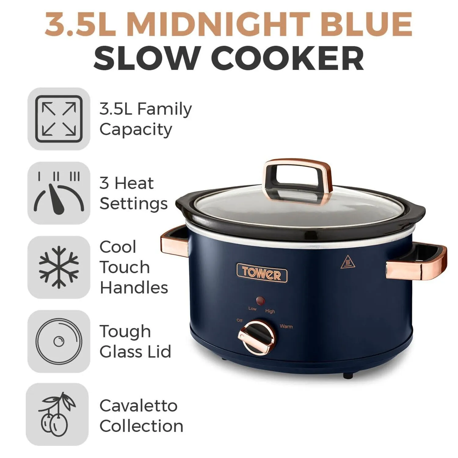 Tower T16042MNB slow cooker 3.5 L 210 W Blue