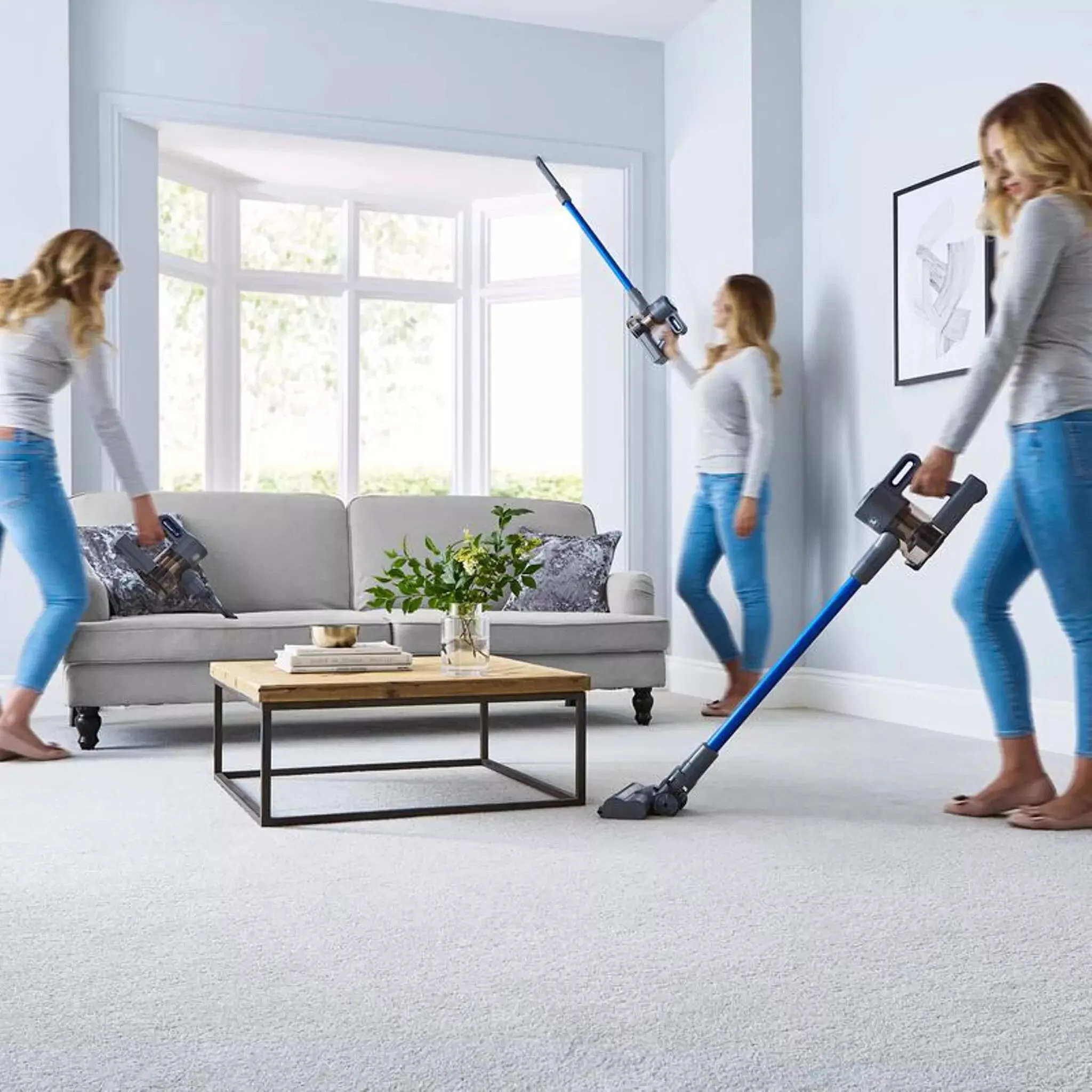 Tower T513003 stick vacuum/electric broom 2-in-1 stick vacuum DC Dry HEPA Bagless 150 W Blue