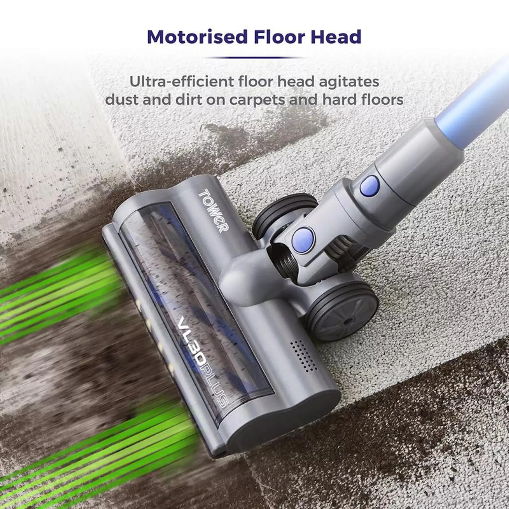 Tower T513003 stick vacuum/electric broom 2-in-1 stick vacuum DC Dry HEPA Bagless 150 W Blue