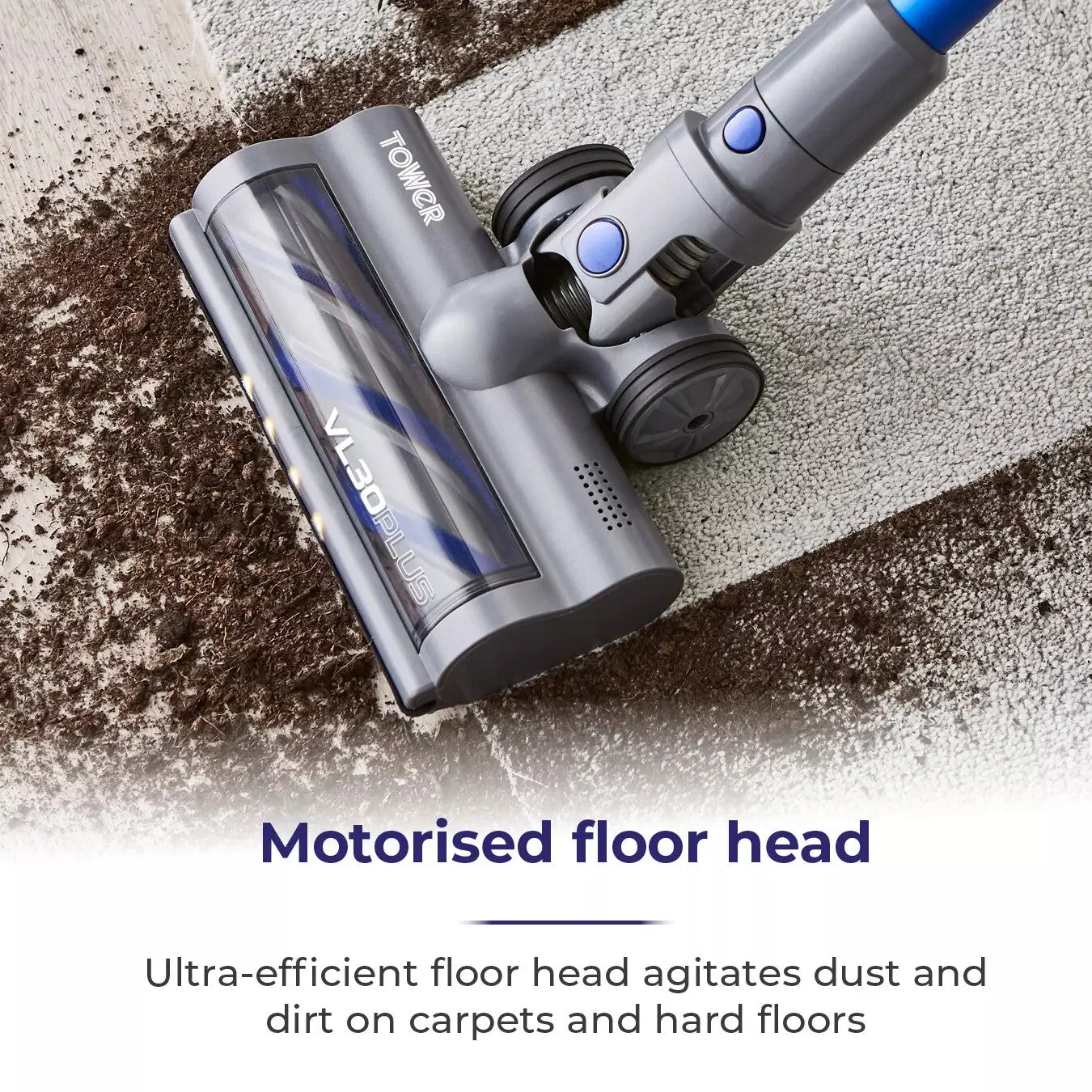 Tower T513003 stick vacuum/electric broom 2-in-1 stick vacuum DC Dry HEPA Bagless 150 W Blue