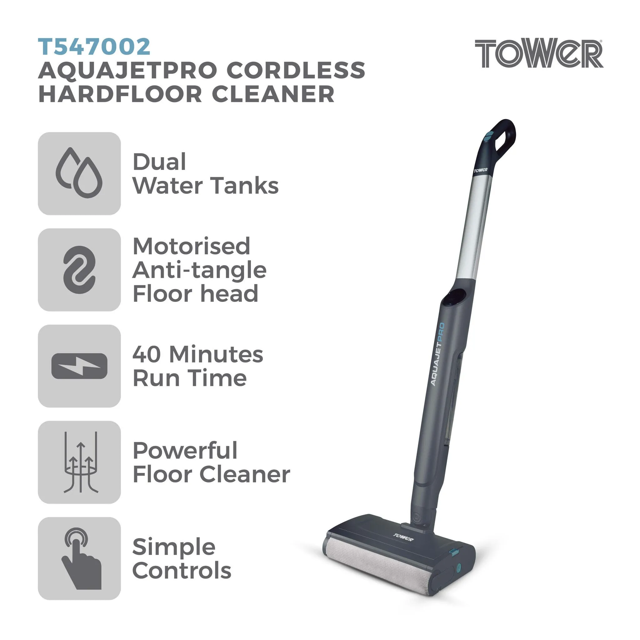 Tower T547002 Aquajet Pro Cordless Hardfloor Cleaner