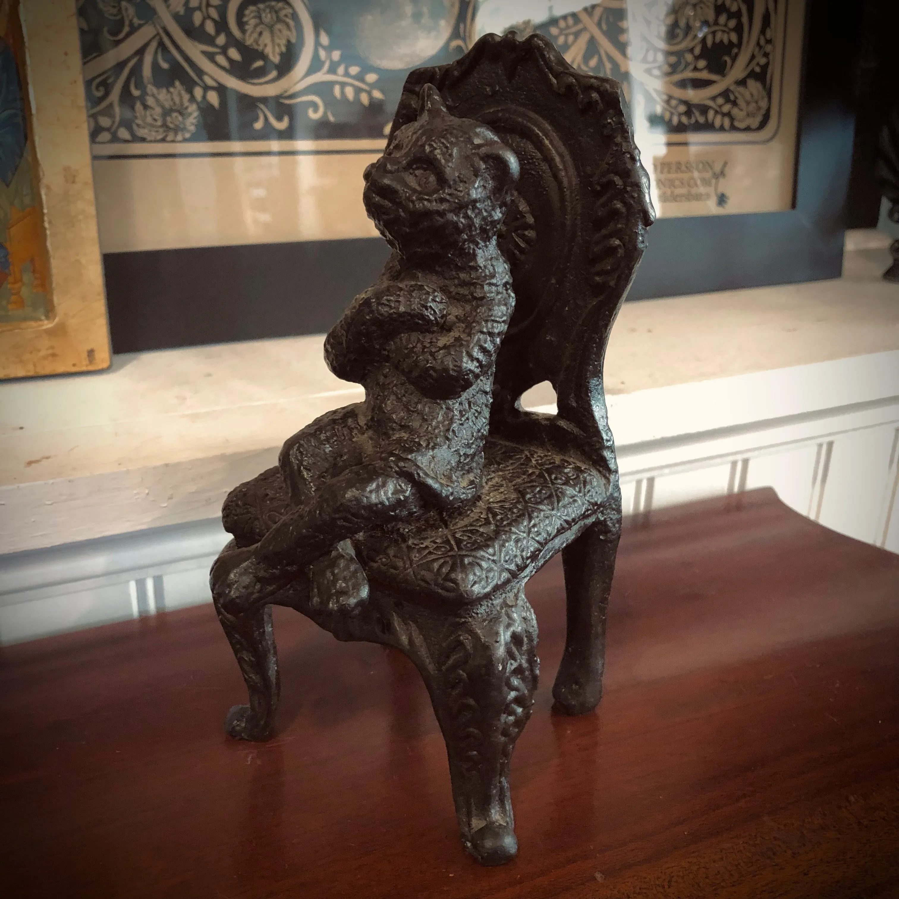 Victorian Cat Bookends - Kitties Sitting Pretty in Chairs