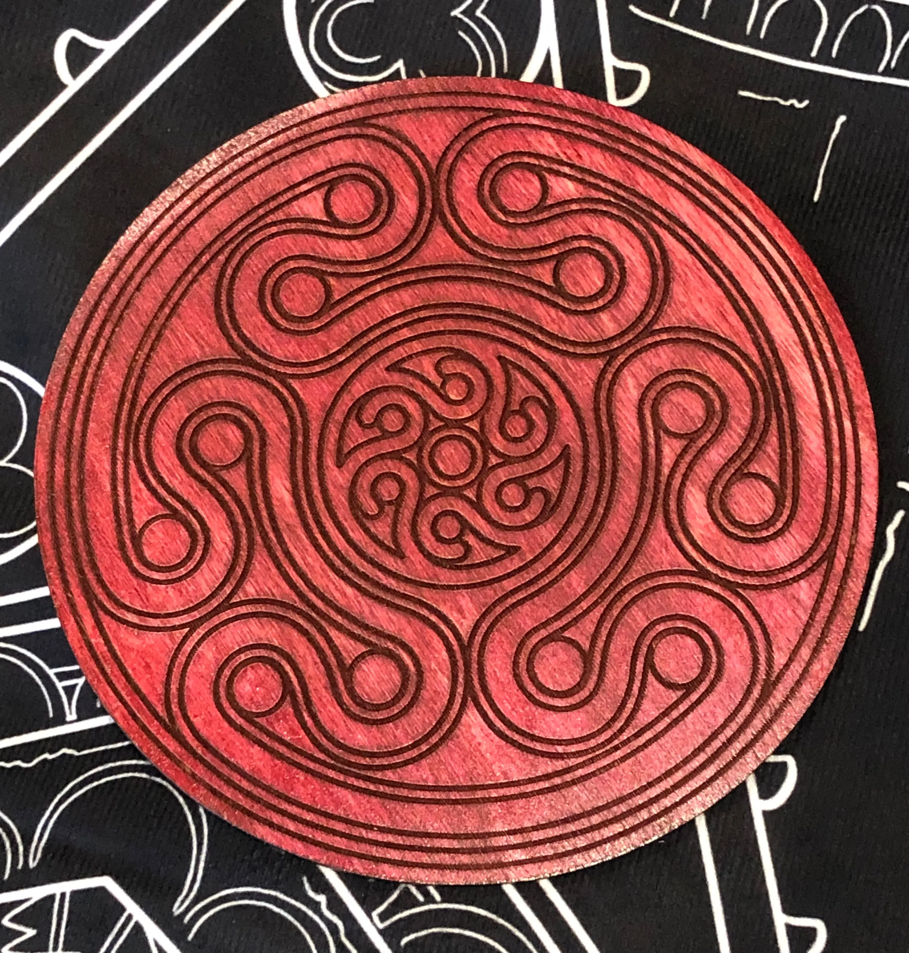 Wooden Engraved Hekate Stropholos Altar Tile - Hecate