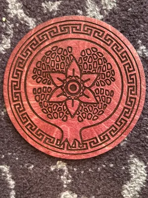 Wooden Engraved Persephone Pomegranate Altar Tile