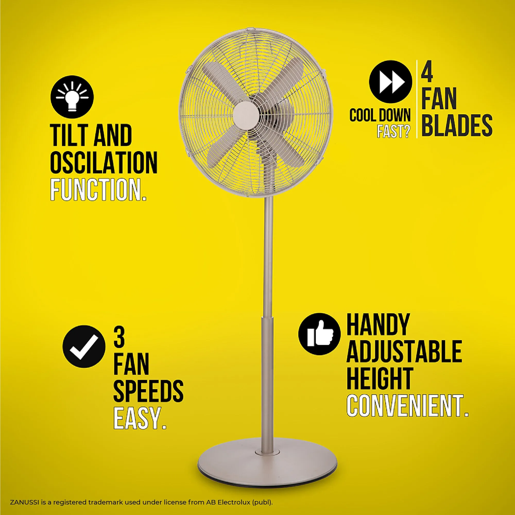 Zanussi ZNMPF1601PN household fan Nickel, Pearl