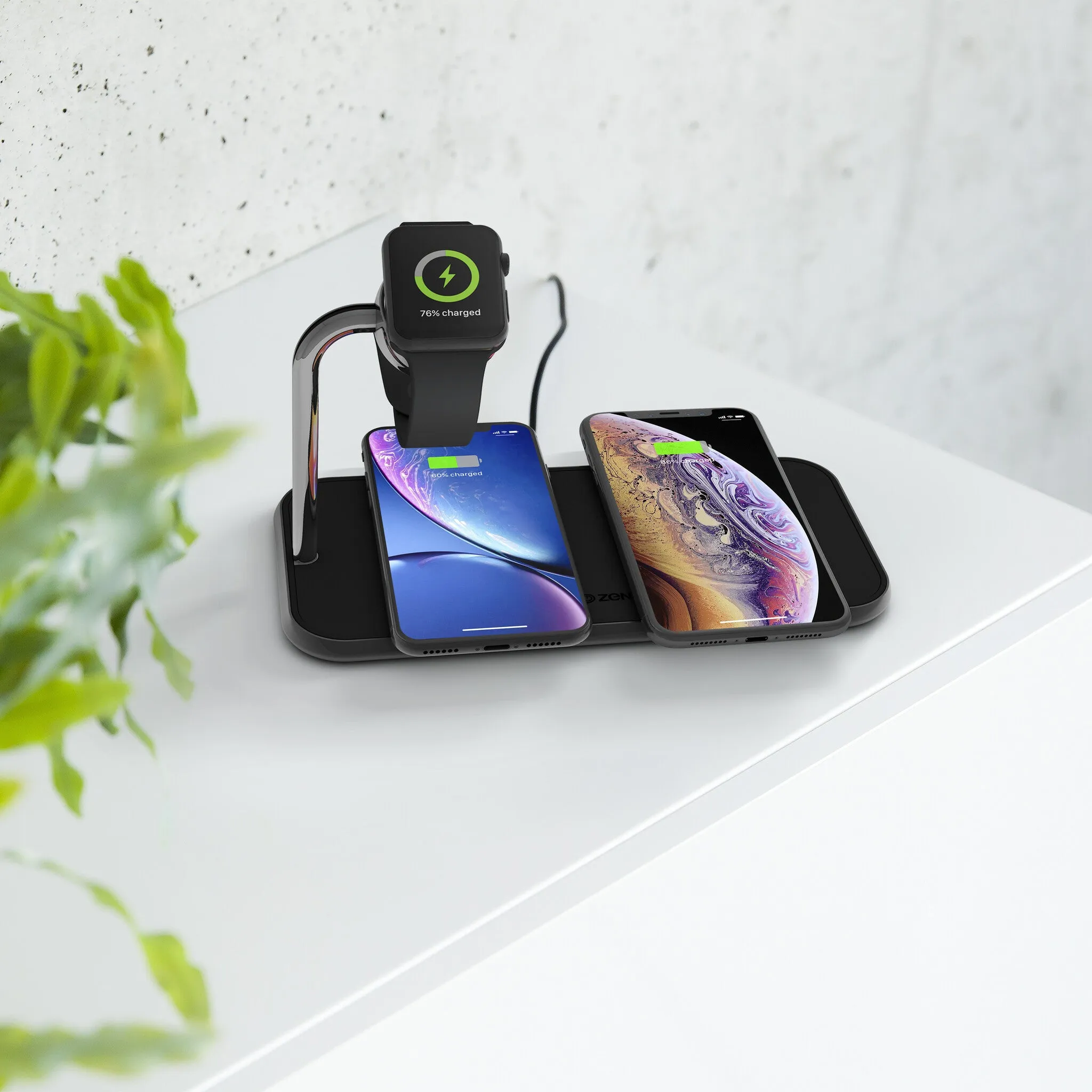 ZENS Dual Watch Aluminium Wireless Charger  Black
