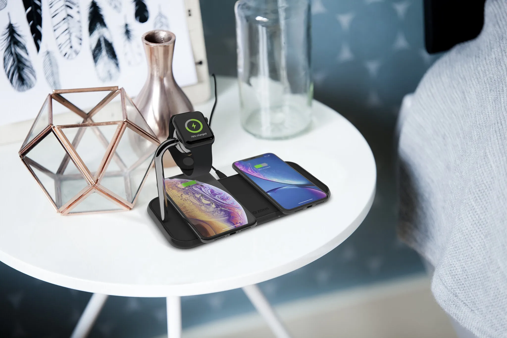 ZENS Dual Watch Aluminium Wireless Charger  Black