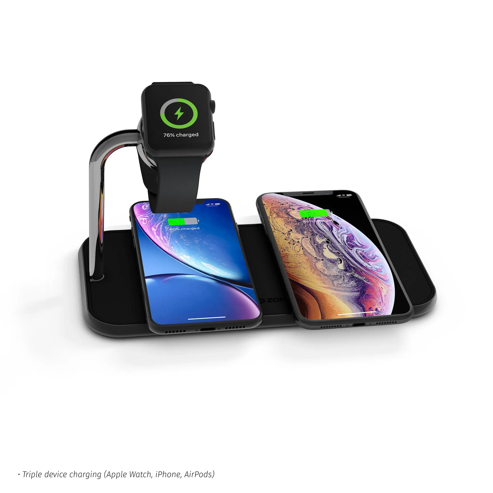 ZENS Dual Watch Aluminium Wireless Charger  Black