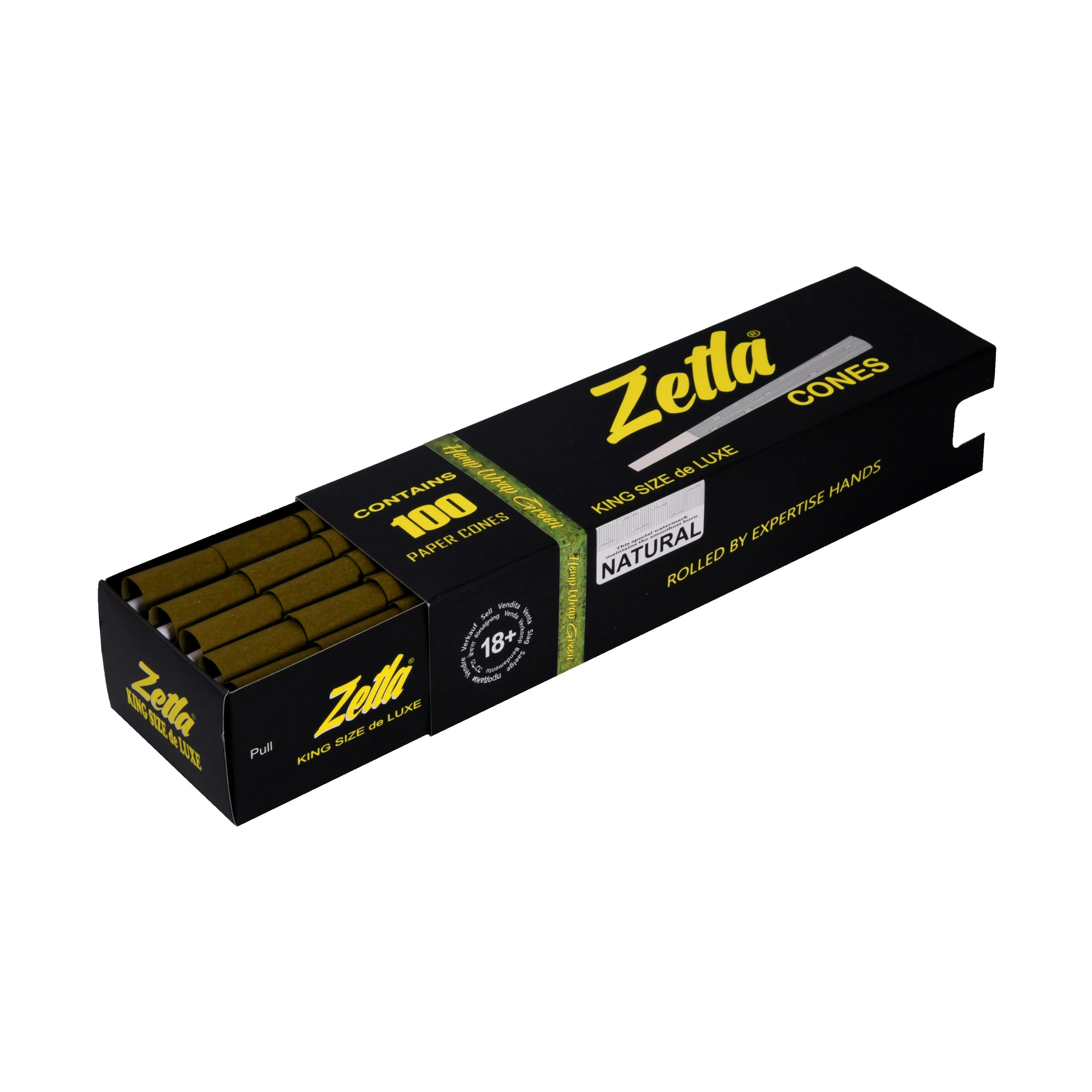 Zetla Hemp Wrap Green Cone  King Size De Luxe ( 100 Pcs )