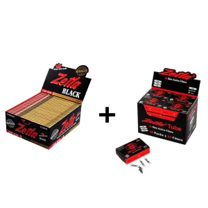Zetla Rolling Papers Black King Size Slim (50 Packs)   Zetla Slim Active Filters 20 Pieces (Display)