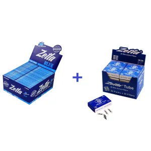 Zetla Rolling Papers Blue King Size Wide (50 Packs)   Zetla Slim Active Filters 20 Pieces (Display)