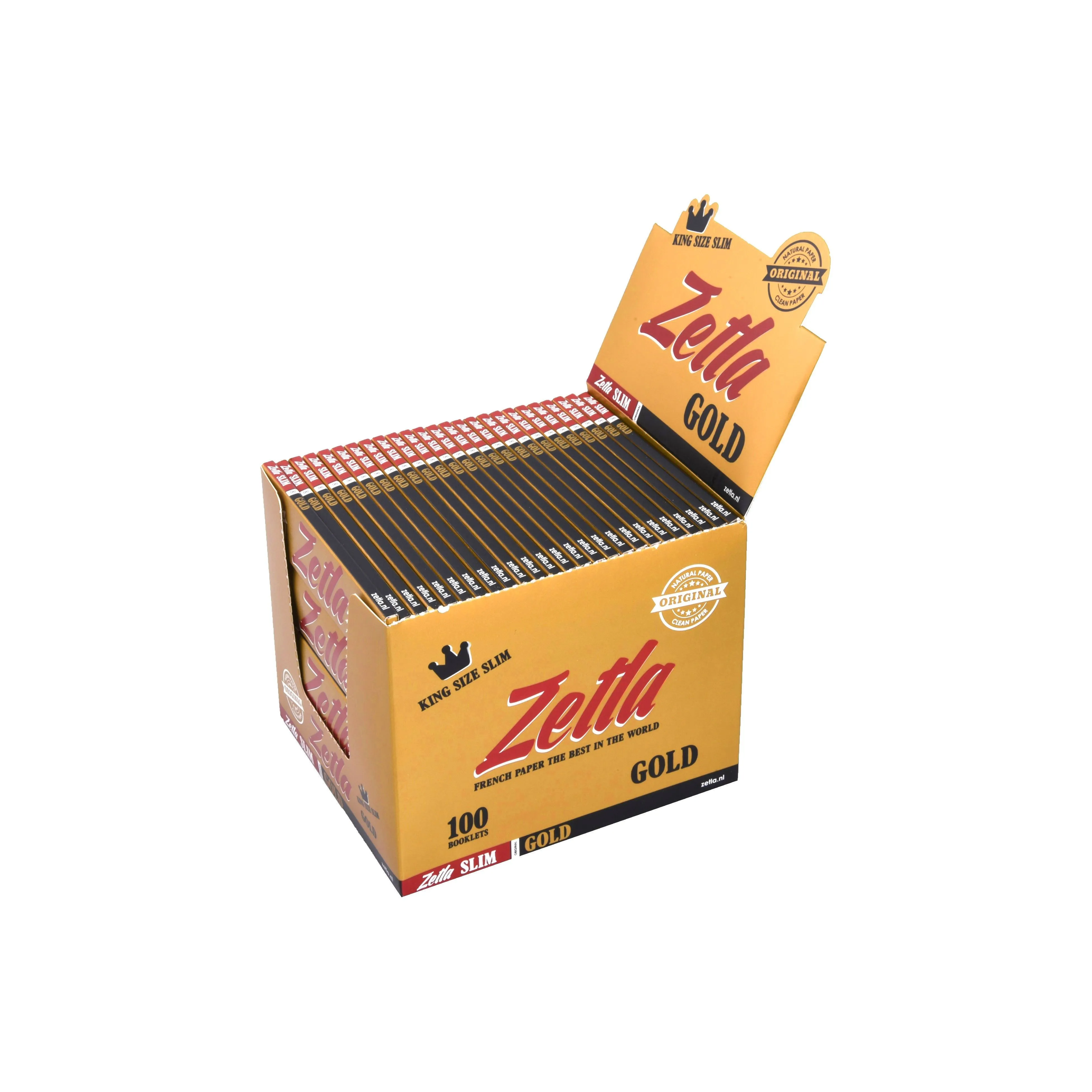 Zetla Rolling Papers Gold King Size Slim (100 Packs)