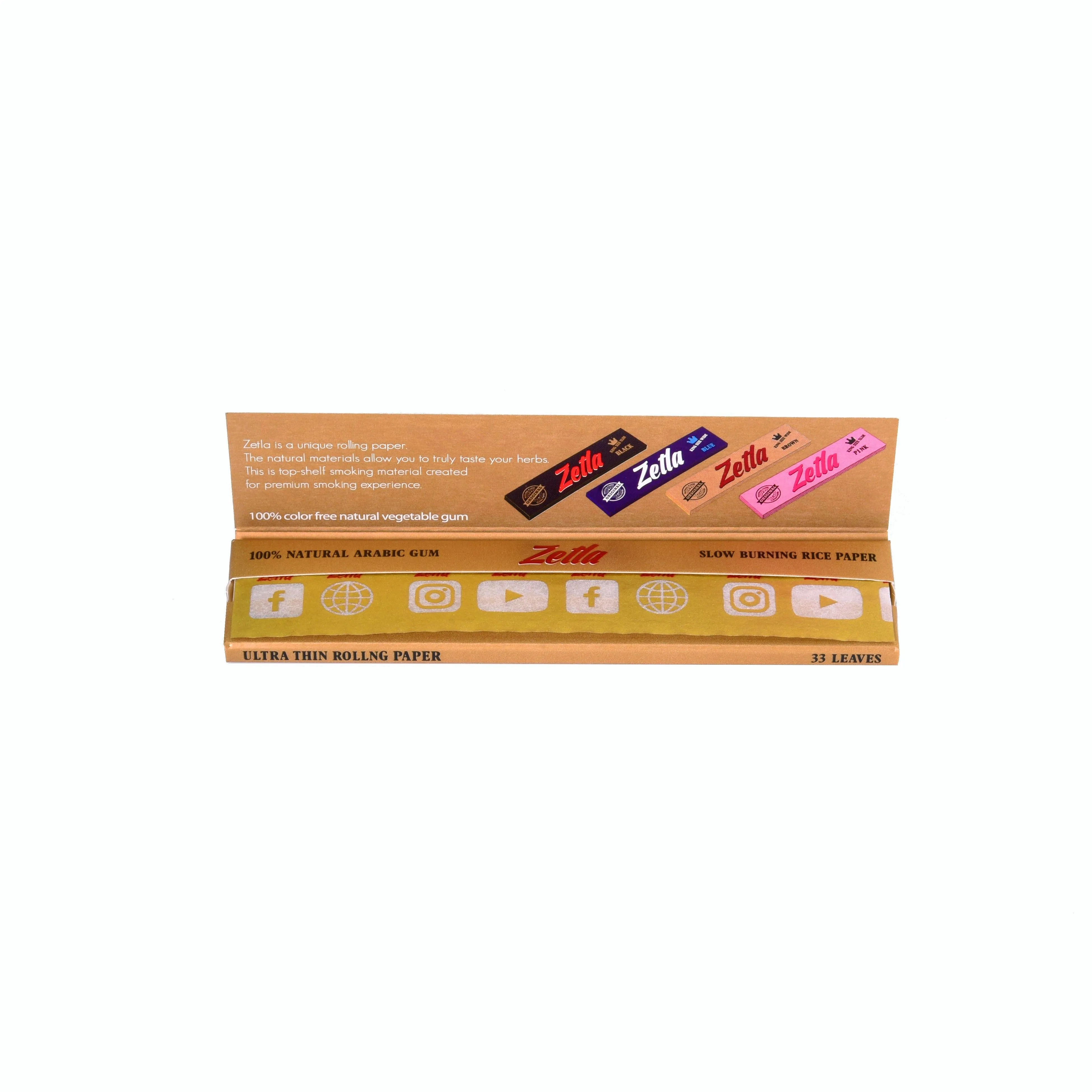 Zetla Rolling Papers Gold King Size Slim (100 Packs)